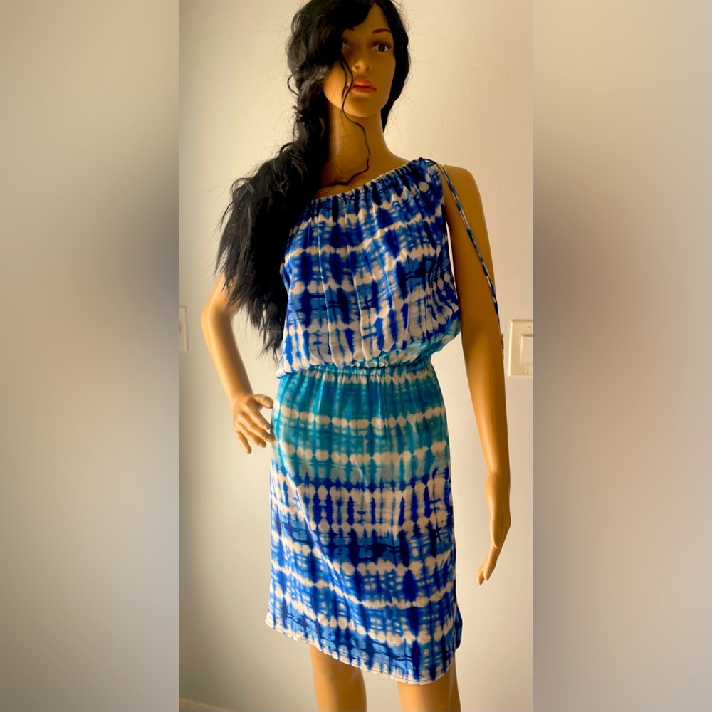 Plenty by Tracy Reese Blue Tie-Dye Women's Dress elastic waist size small